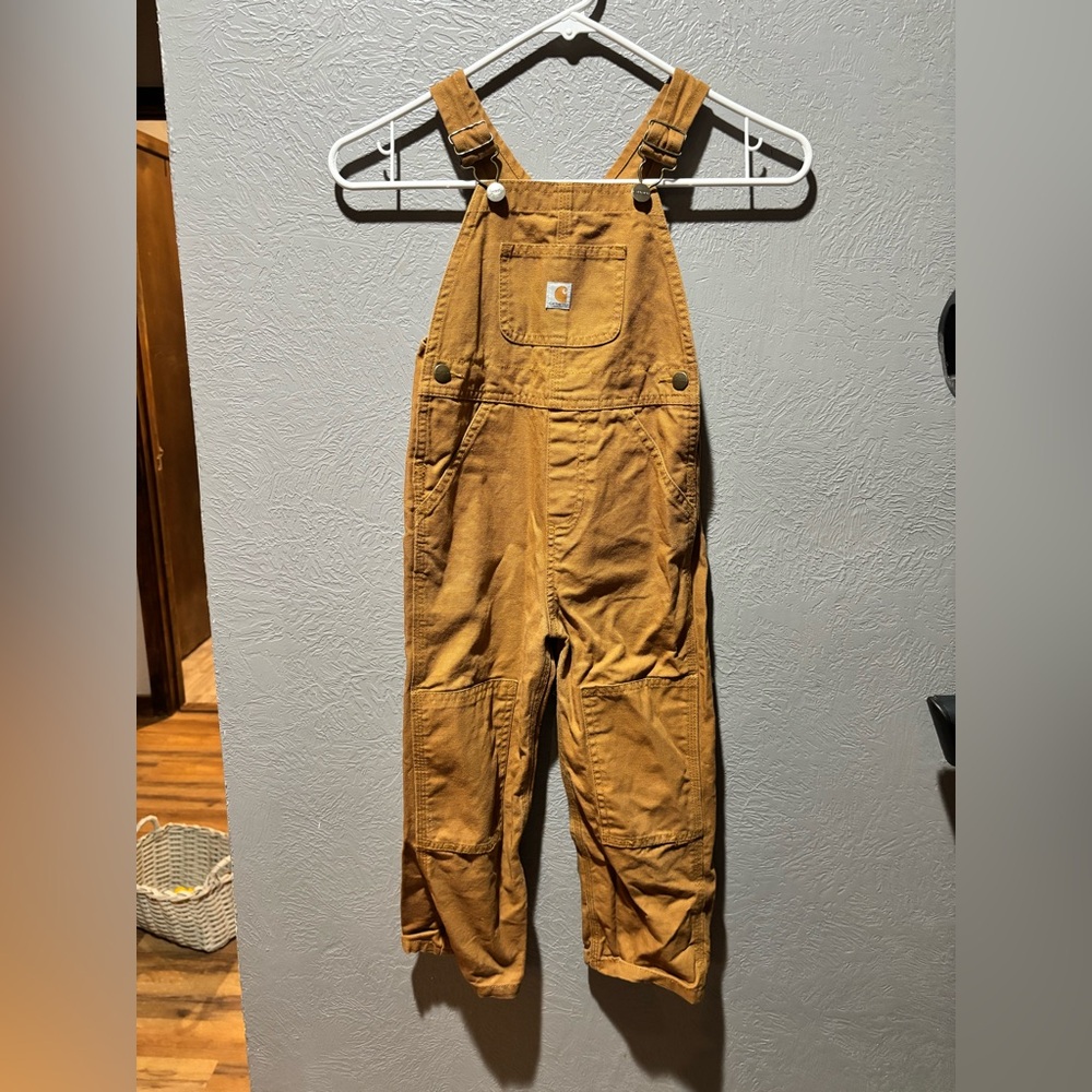Carhartt original tan double knee Overalls size  4T